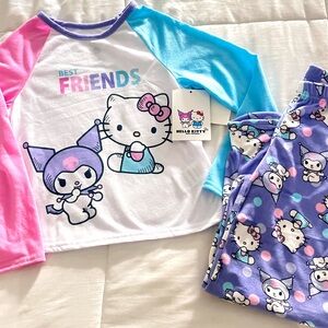Sanrio Hello Kitty & Friends Raglan Pajama Set in Pink Blue Purple